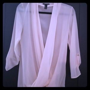 Forever 21 Off White Sheer Open Front Blouse